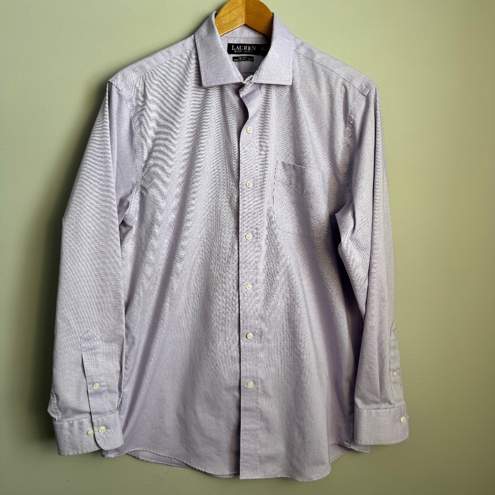 Lauren Ralph Lauren Men's 16.5 Casual Dress Shirt Button Up Lilac 34/35 Slim Fit